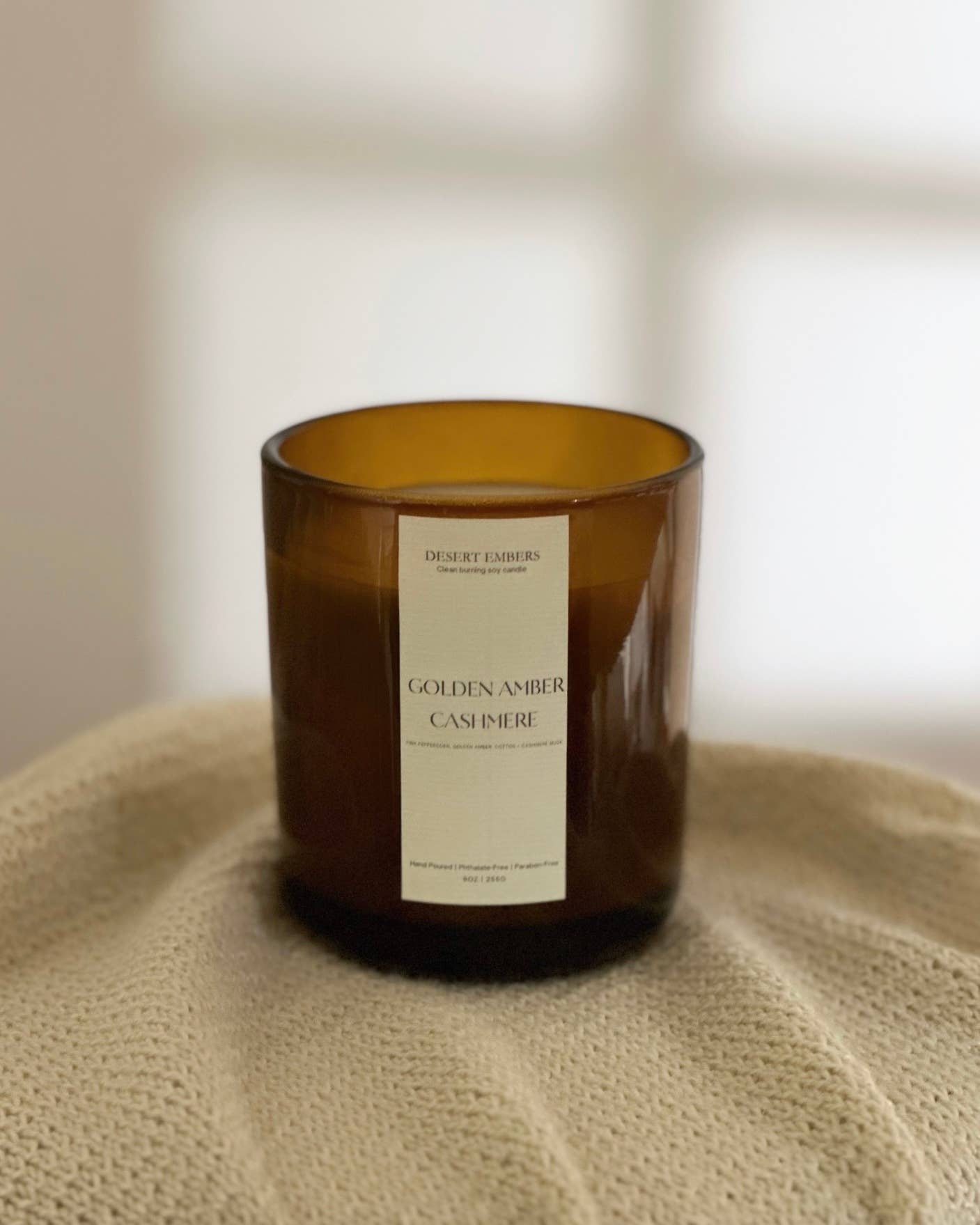 Golden Amber Cashmere Cozy Fall Scented Soy Candle - 9oz 