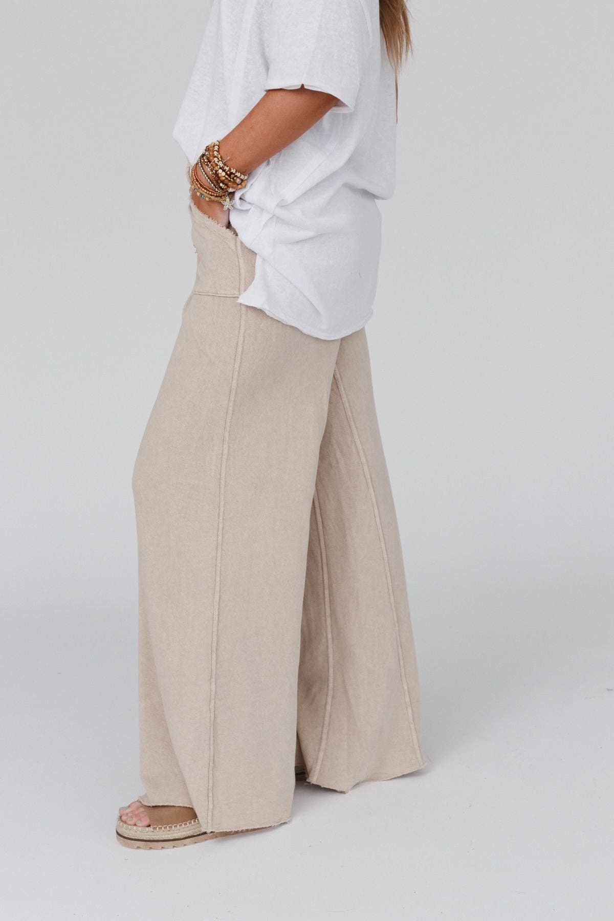 New Taupe Wide Leg Pant Relaxing Robin