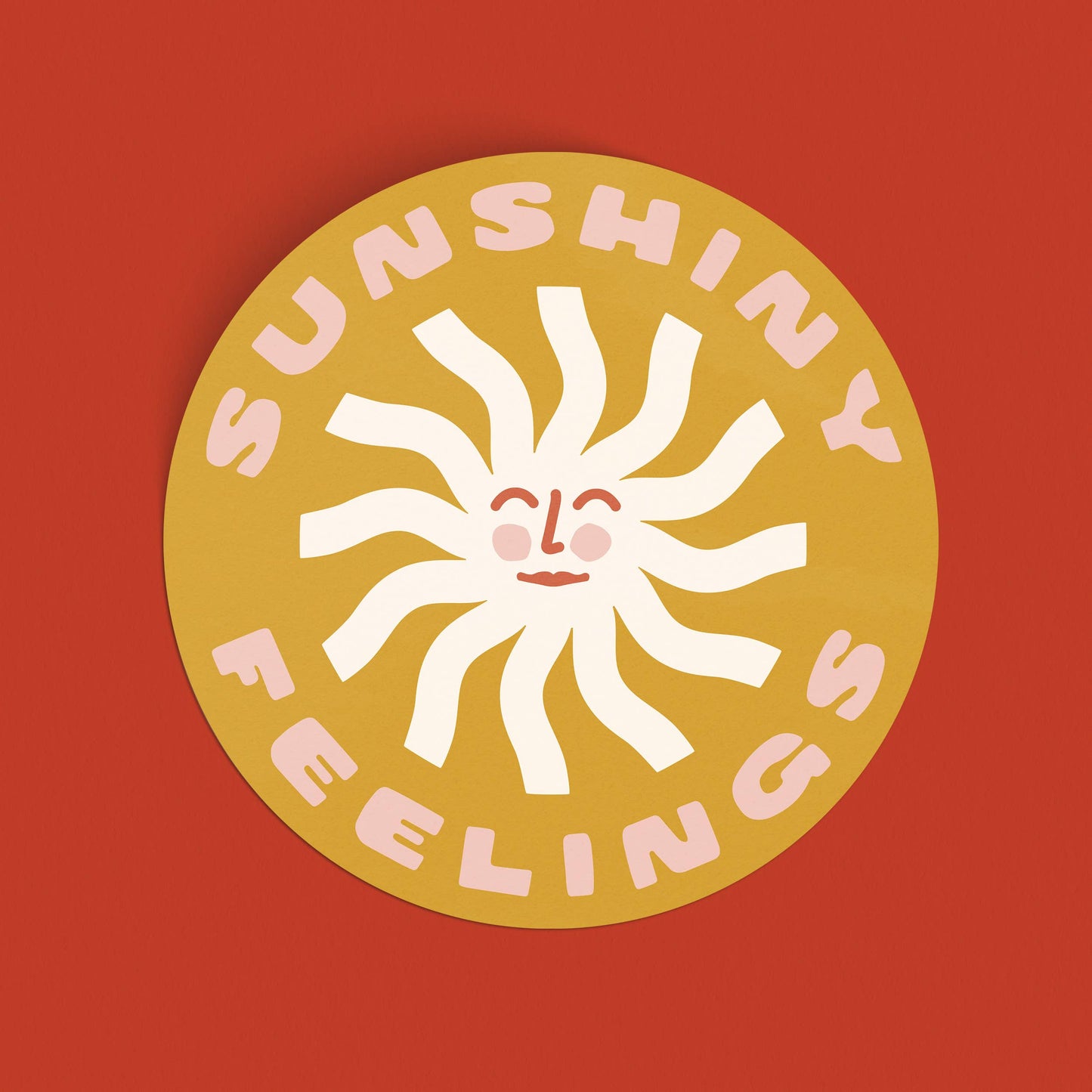 Sunshiny Feelings Circle Vinyl Sticker - yellow