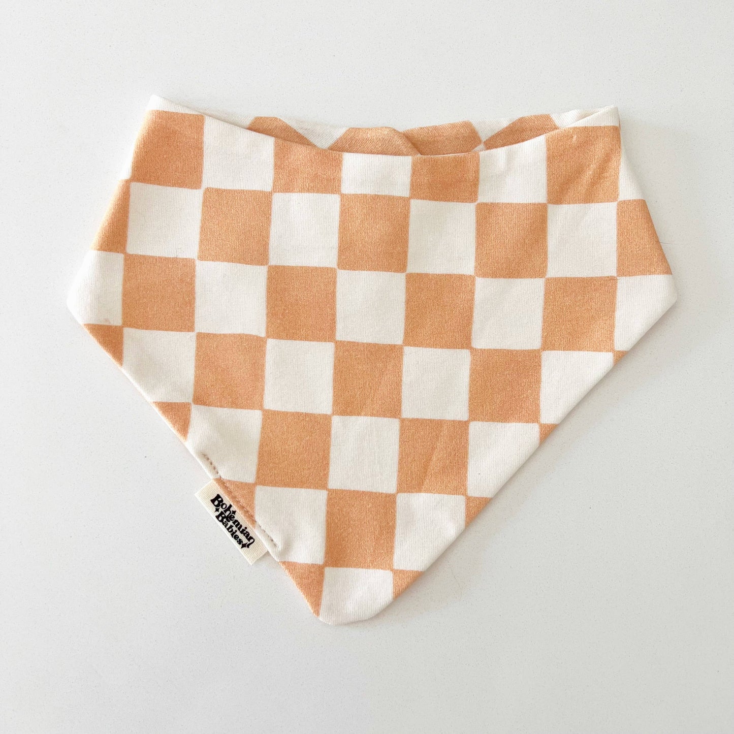 Rose PinkCheckered Organic Bandana Bib