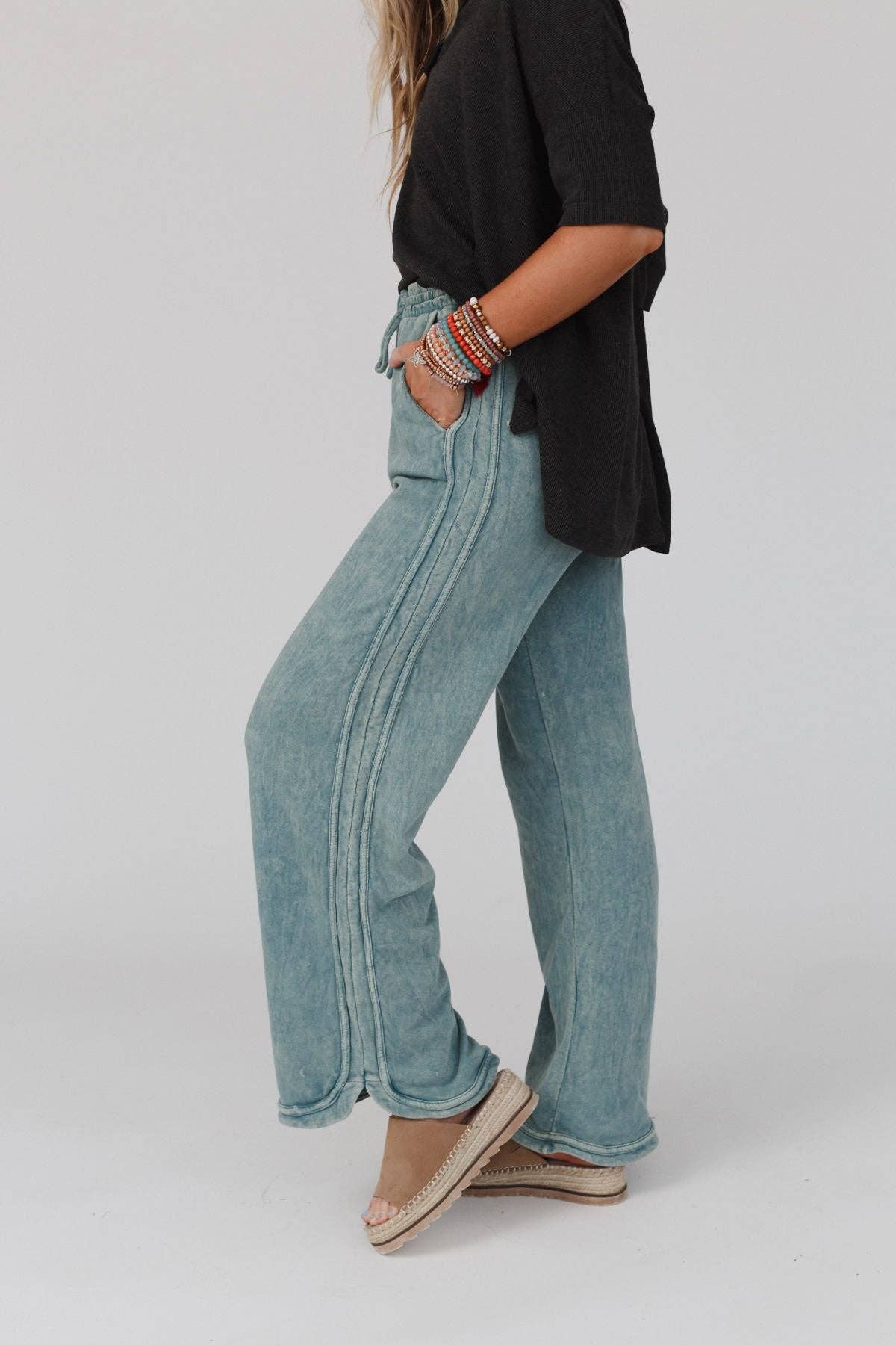 So Comfy Wide Leg Full Pant - New Teal