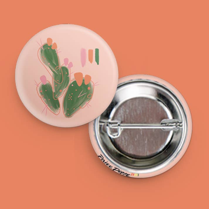 "Peachy Prickly" Watercolor Button