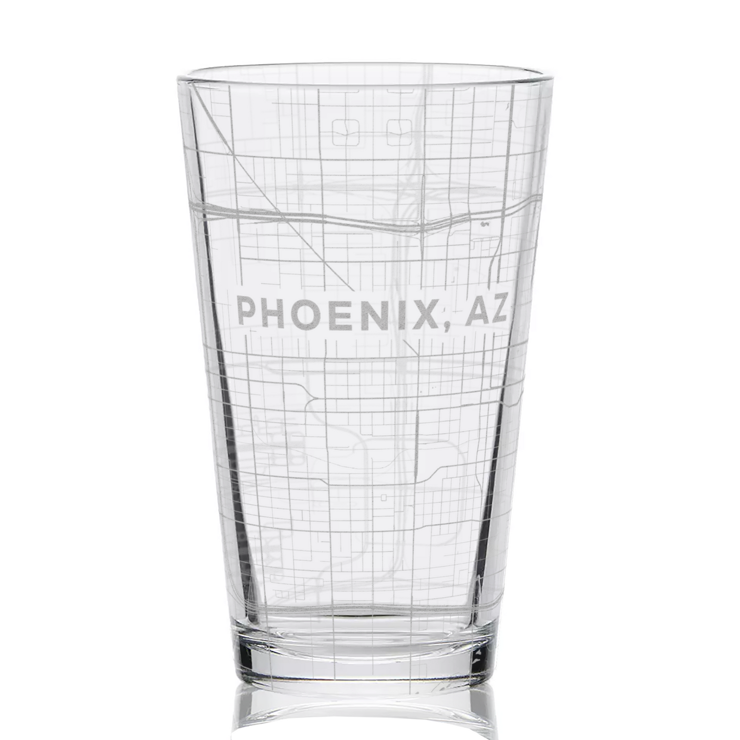 PHOENIX, AZ Engraved City Street Map 16oz Pint Glasses