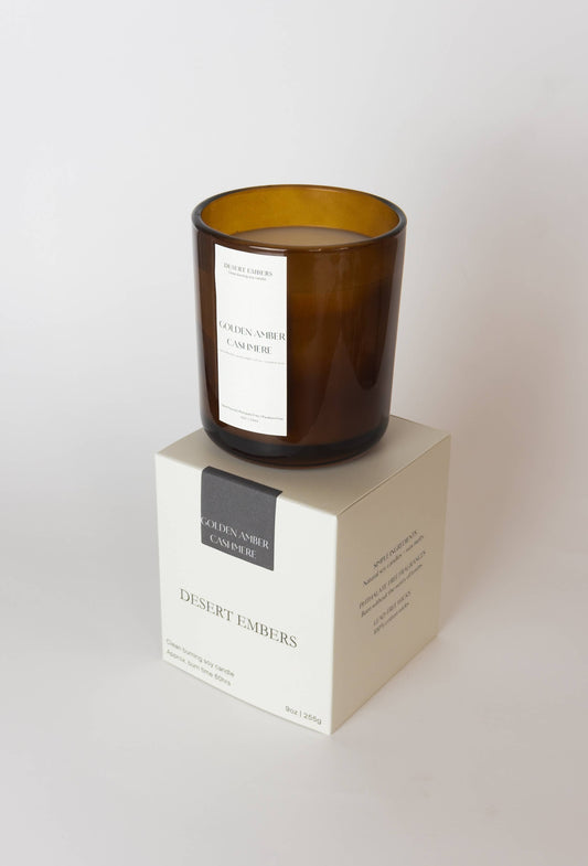 Golden Amber Cashmere Cozy Fall Scented Soy Candle - 9oz 