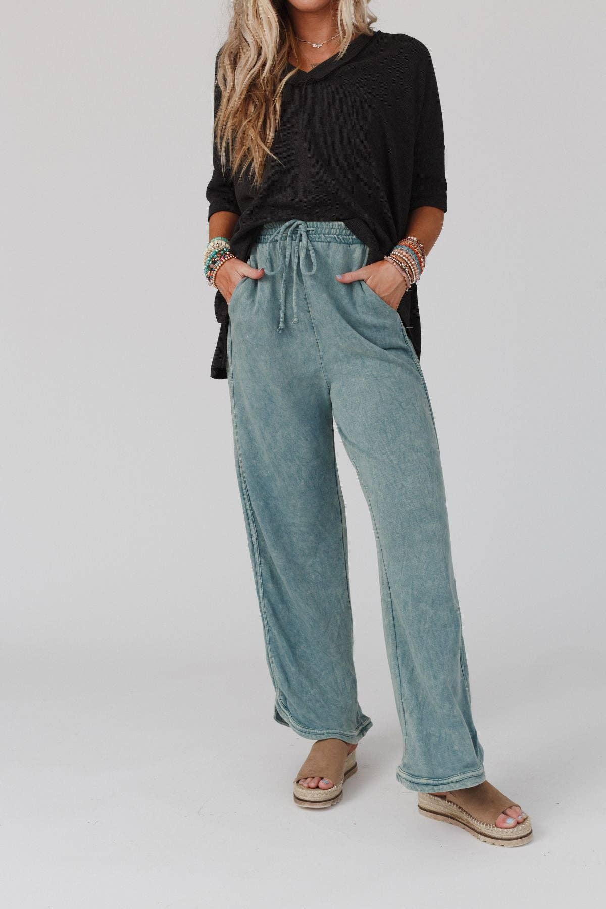 So Comfy Wide Leg Full Pant - New Teal