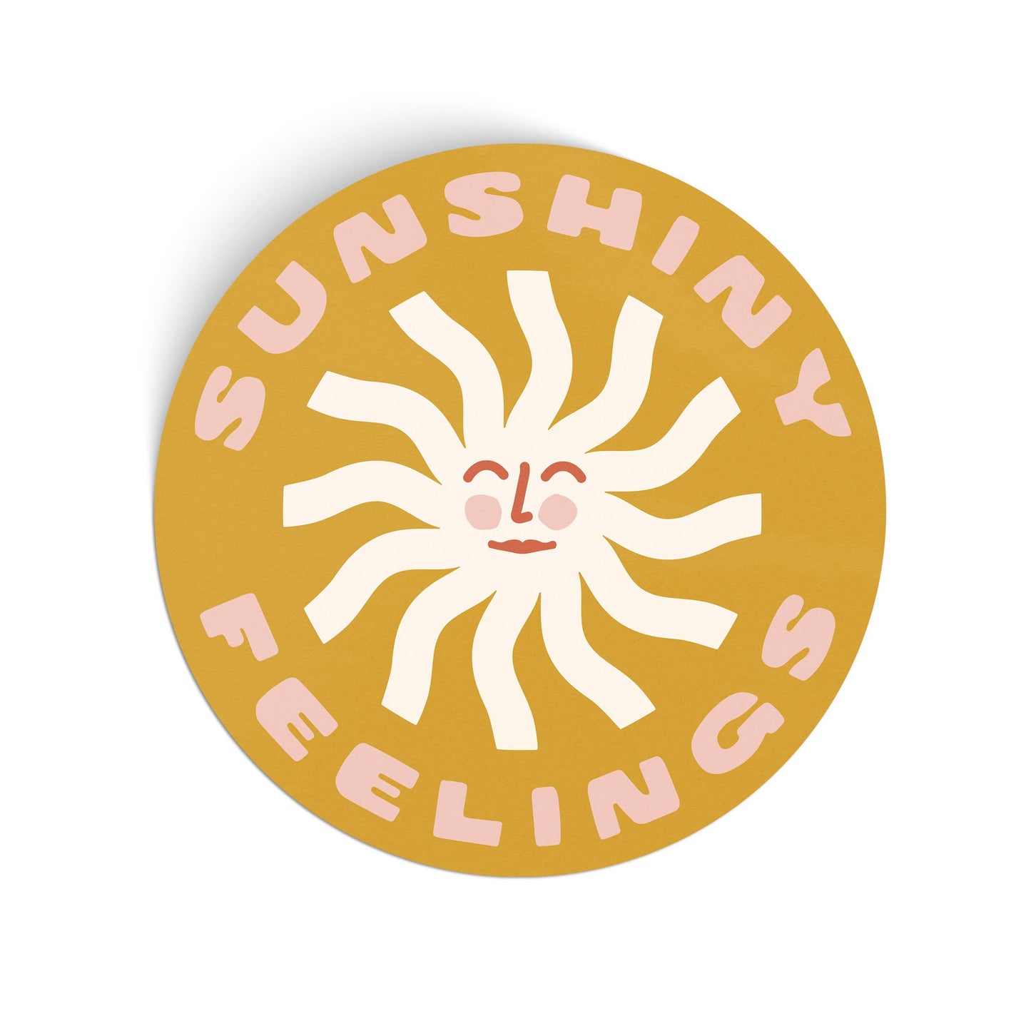 Sunshiny Feelings Circle Vinyl Sticker - yellow