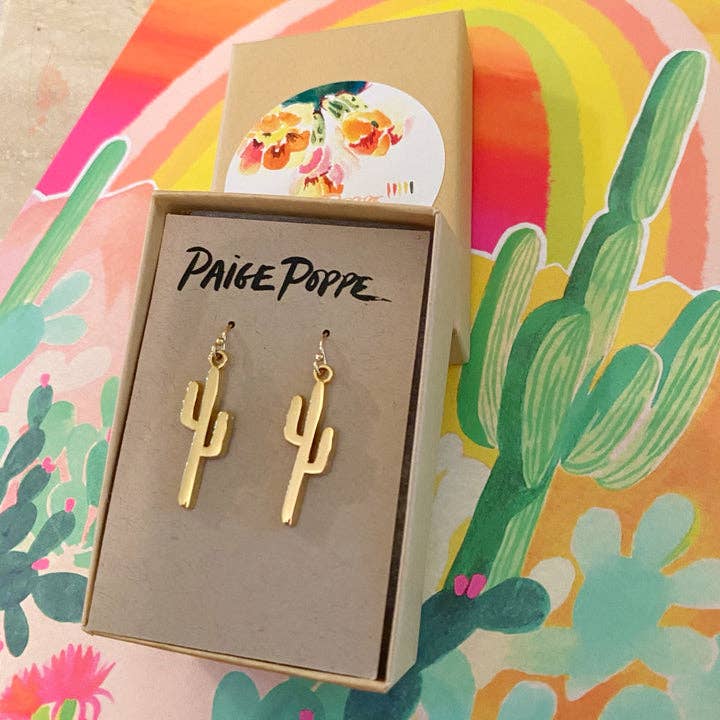 "Golden Saguaro"  Earrings