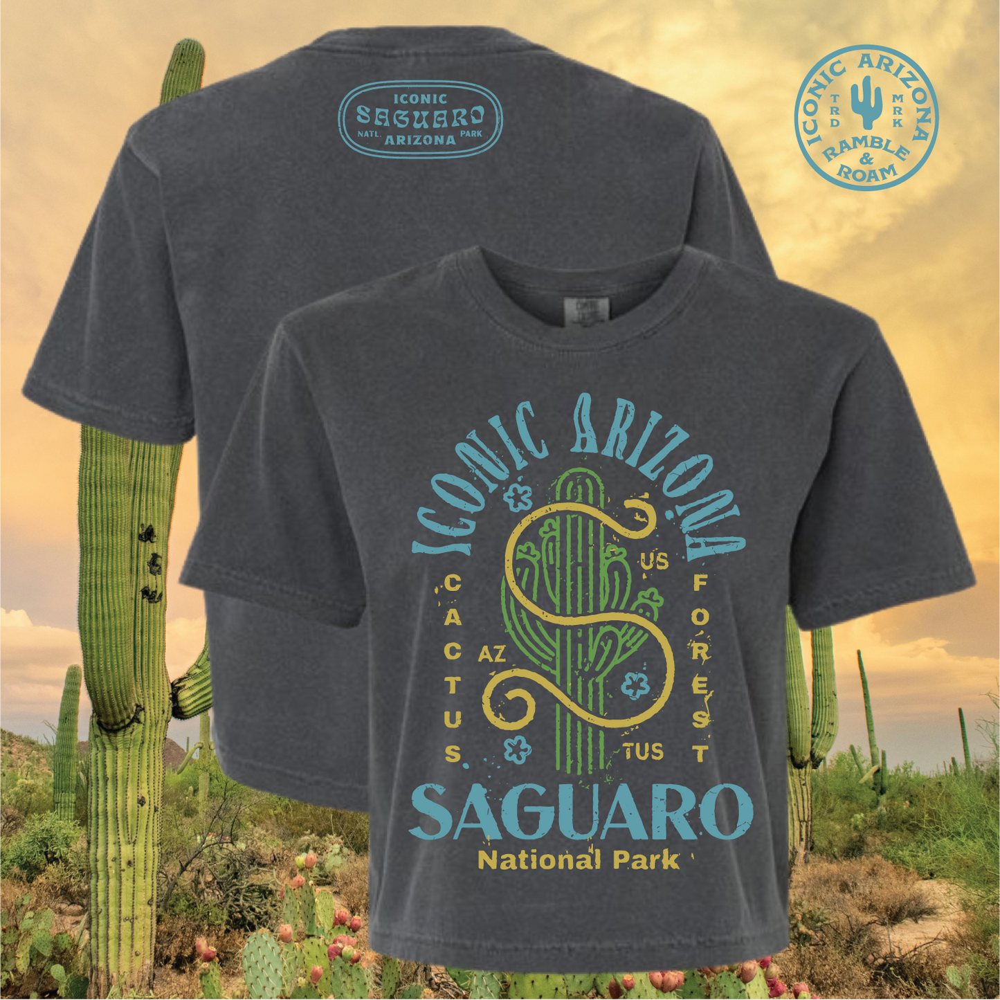 Big "S" Saguaro NP Ladies Boxy Crop