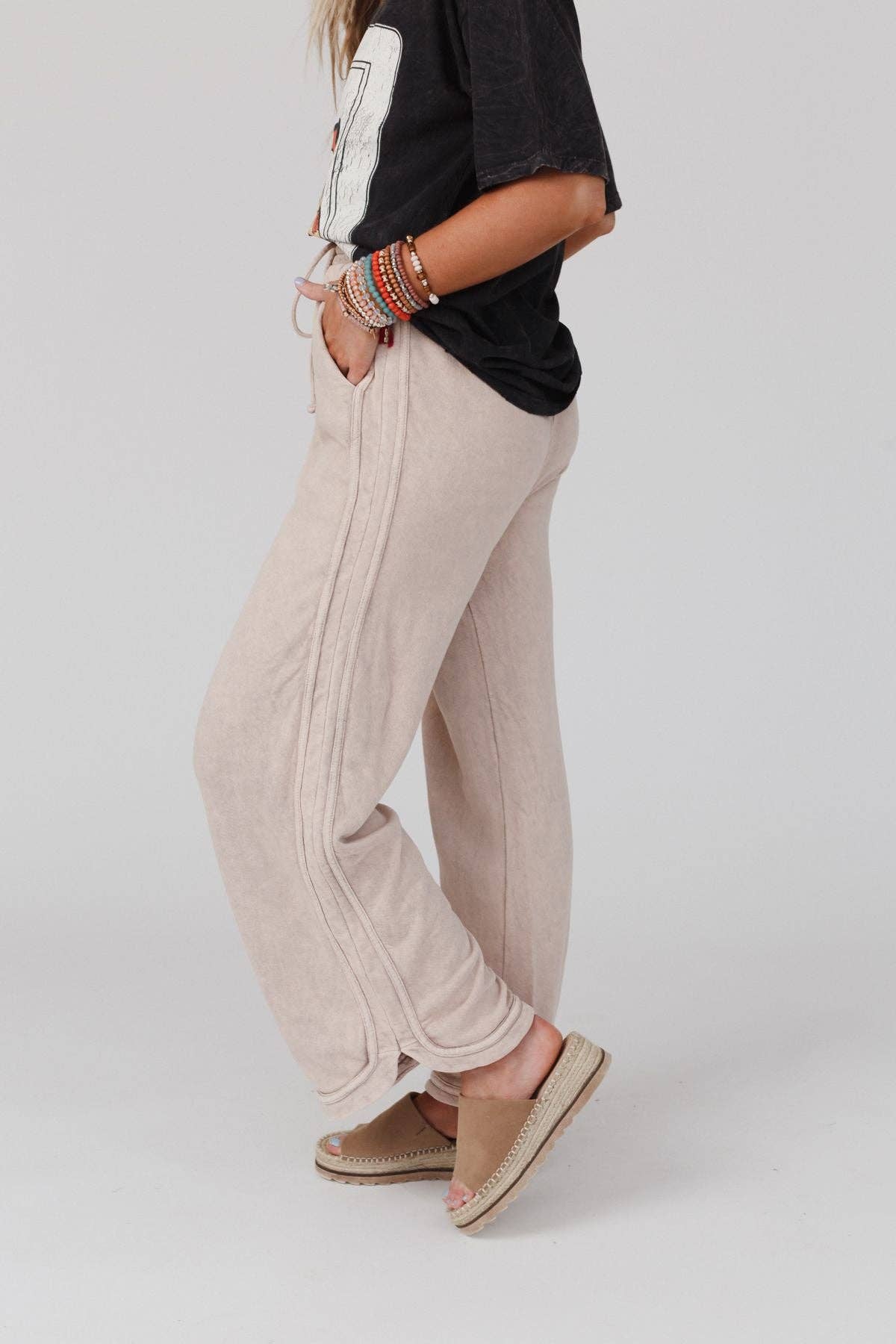 So Comfy Wide Leg Full Pant - New Taupe