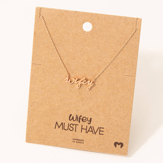 Wifey Handwritten Pendant Necklace