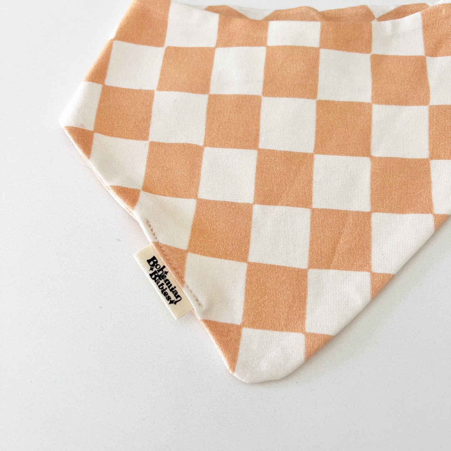 Rose PinkCheckered Organic Bandana Bib