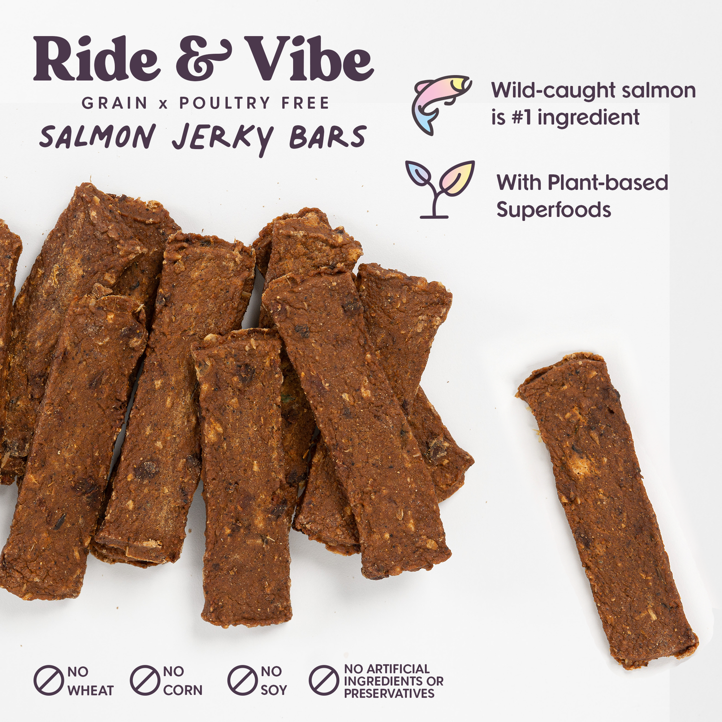 Ride & Vibe Salmon Superfood Jerky Bars for Dogs 5oz