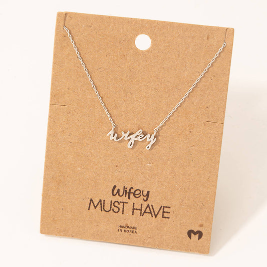 Wifey Handwritten Pendant Necklace