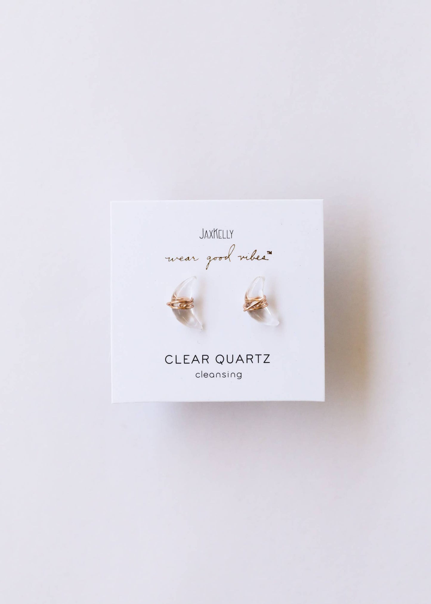 Wire Wrapped Moon - Clear Quartz - Earrings