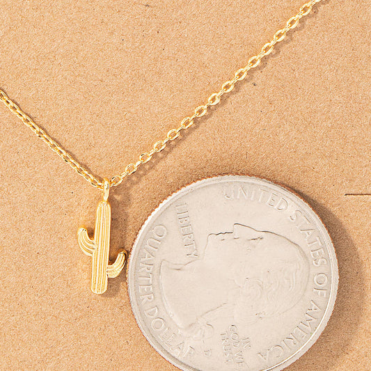 Dainty Cactus Pendant Necklace