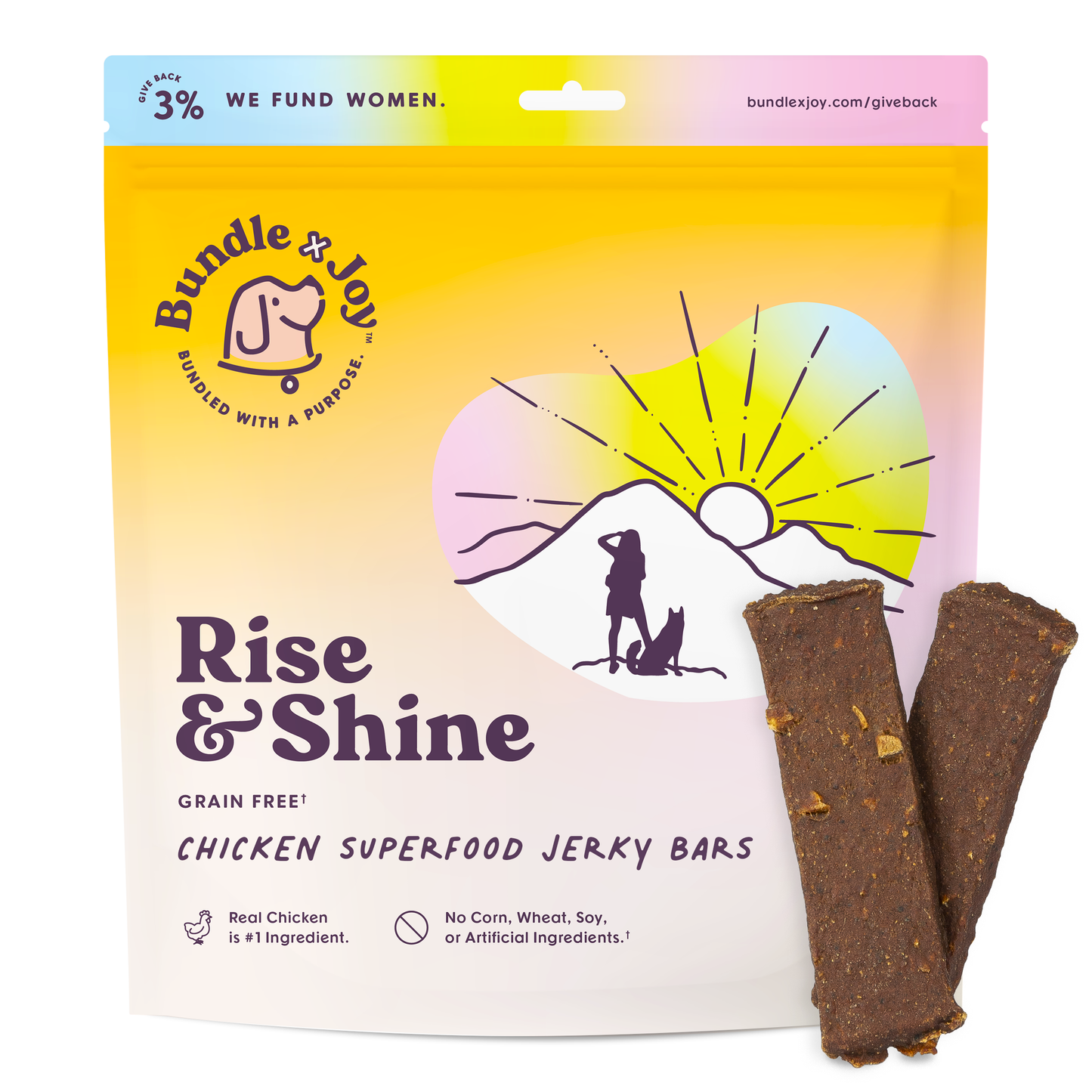 Rise & Shine Chicken Superfood Jerky Bars for Dogs 5oz