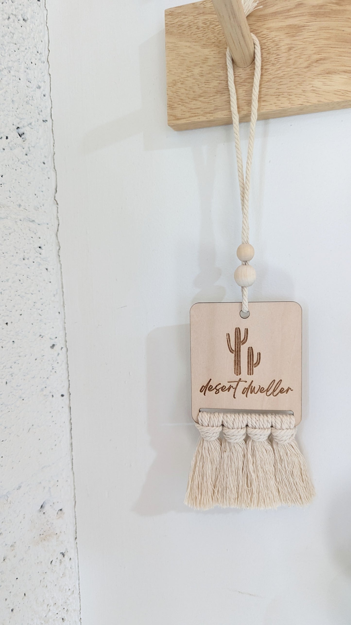 Macrame & Wood Car Charm + Wall Decor