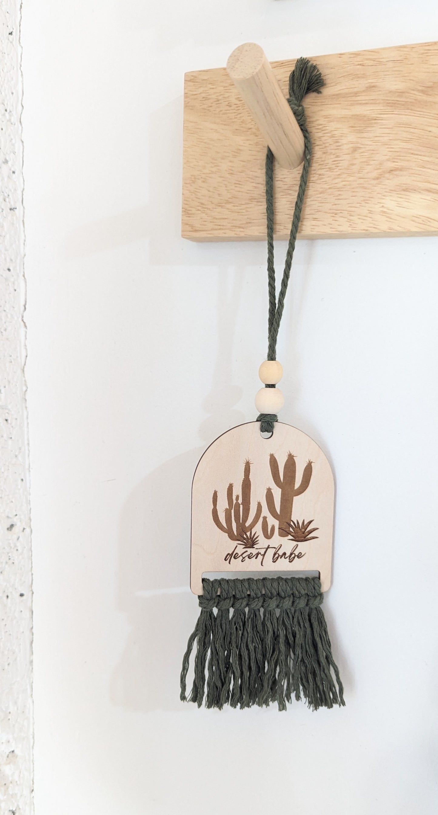 Macrame & Wood Car Charm + Wall Decor