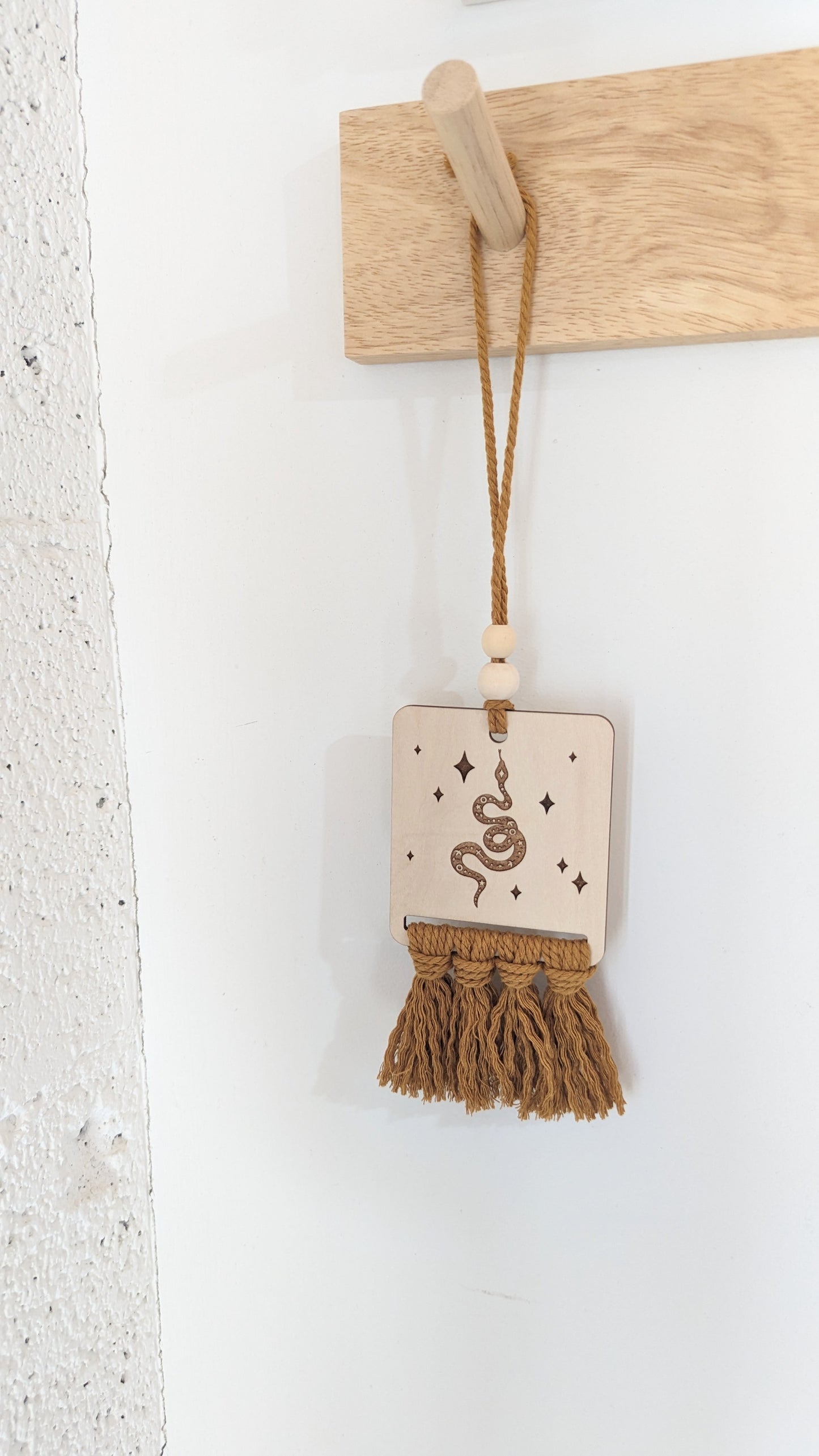 Macrame & Wood Car Charm + Wall Decor