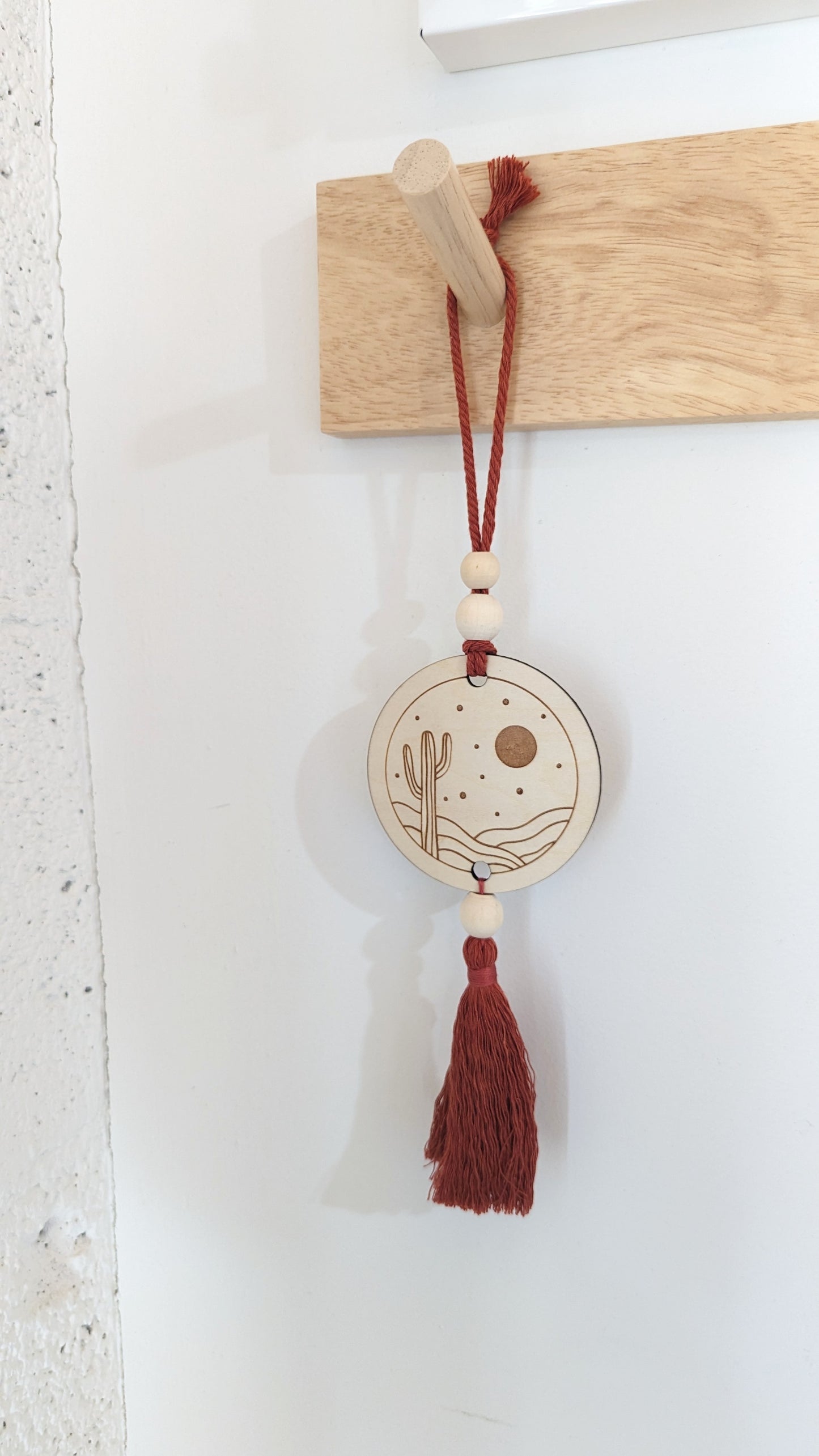 Macrame & Wood Car Charm + Wall Decor