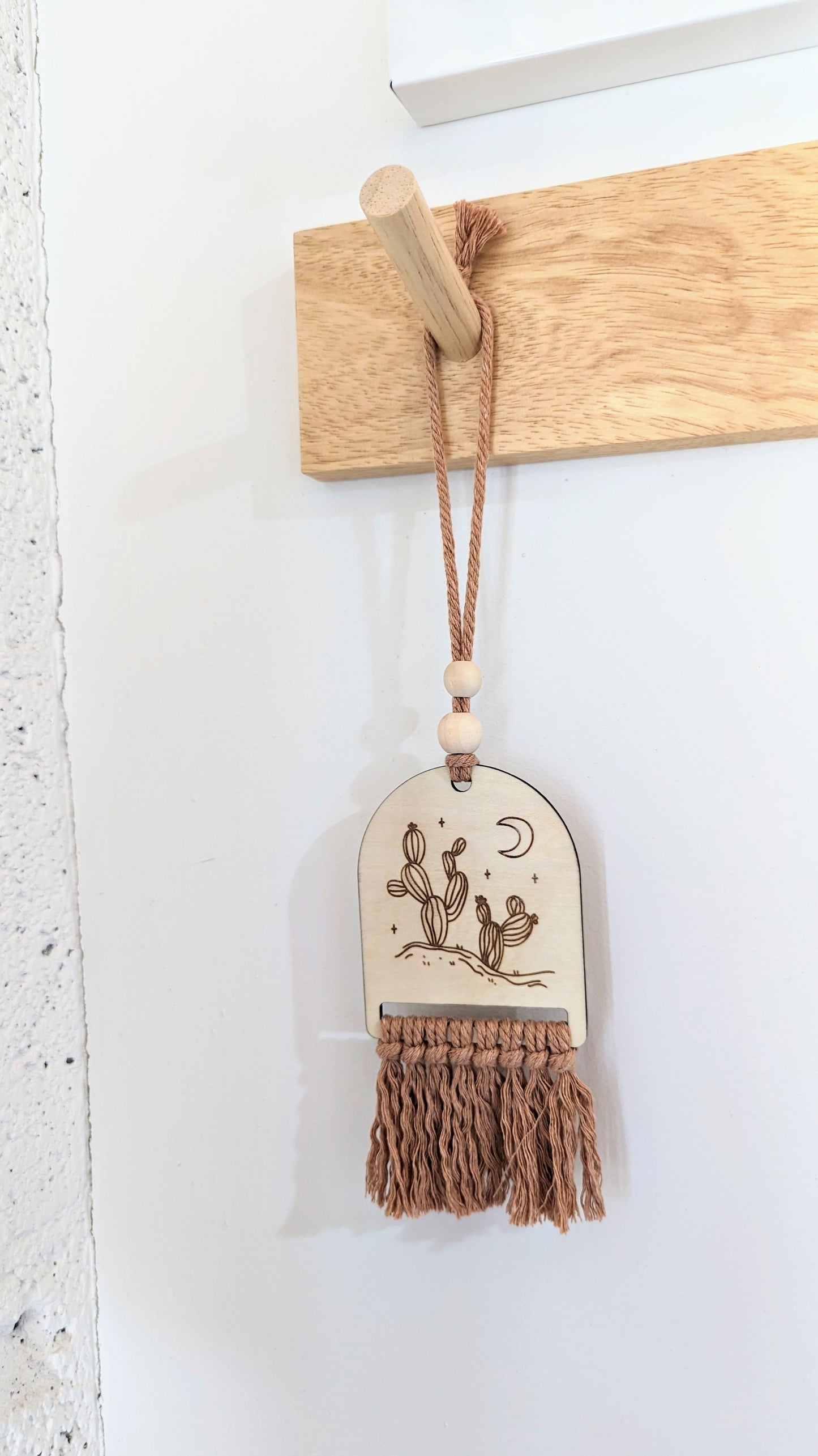 Macrame & Wood Car Charm + Wall Decor