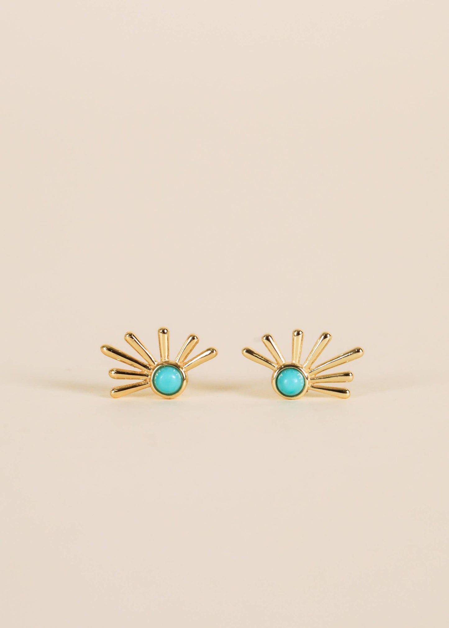 Sun Ray - Turquoise - Gold Earrings