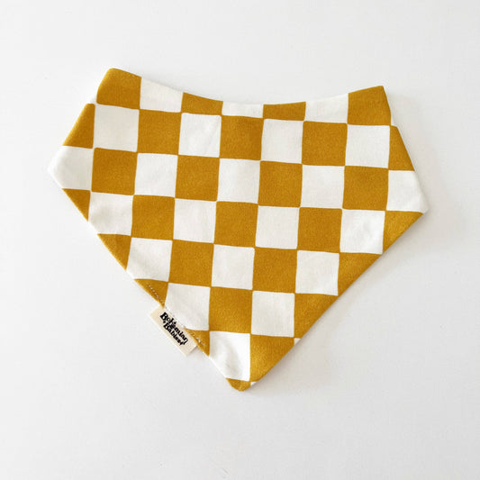 Golden Spice Checkered Organic Bandana Bib