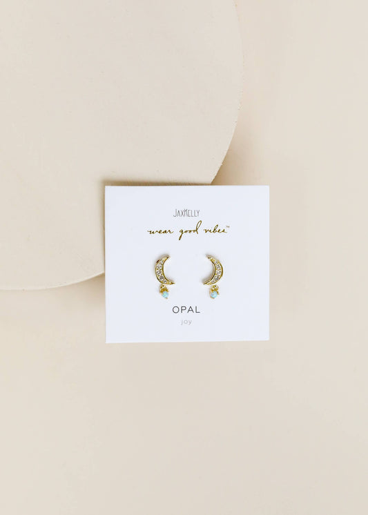 Moon Drop - Opal - Gold Earrings