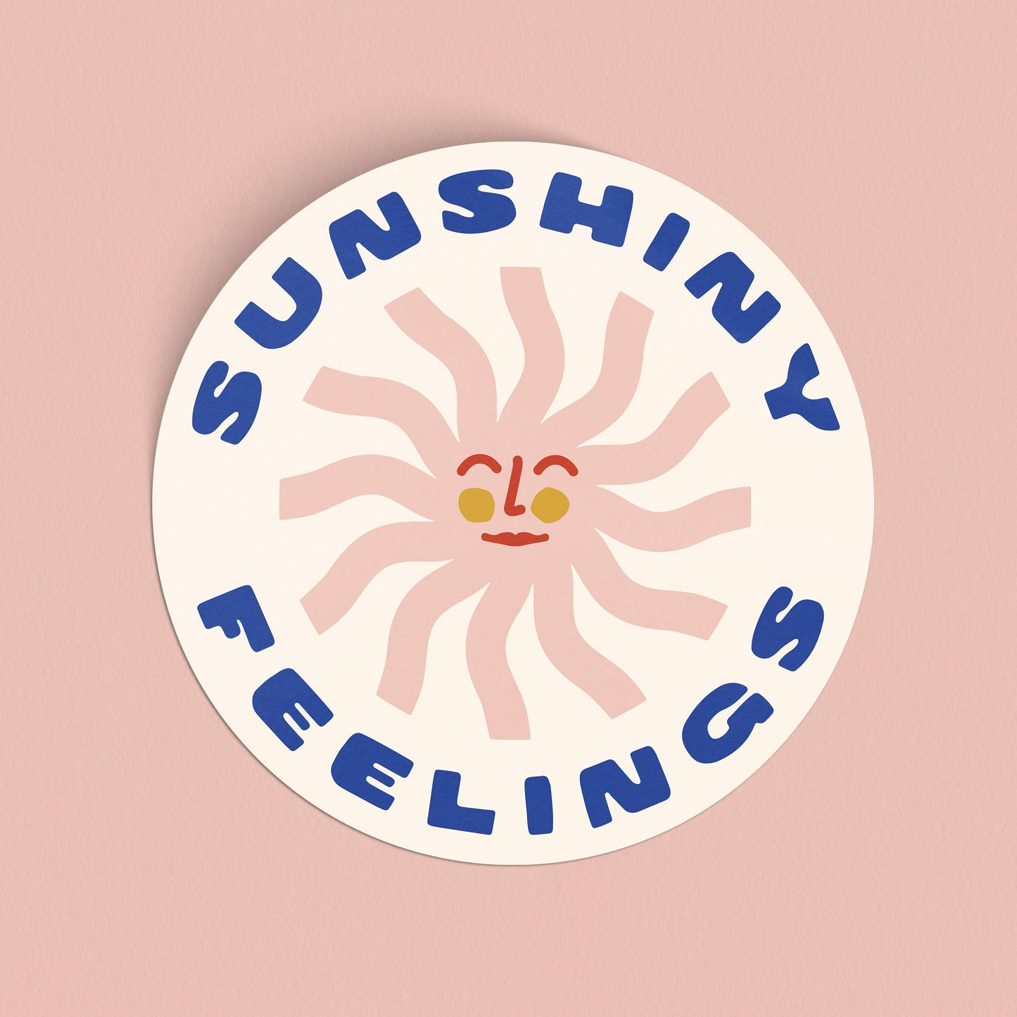 Sunshiny Feelings Circle Vinyl Sticker - pink