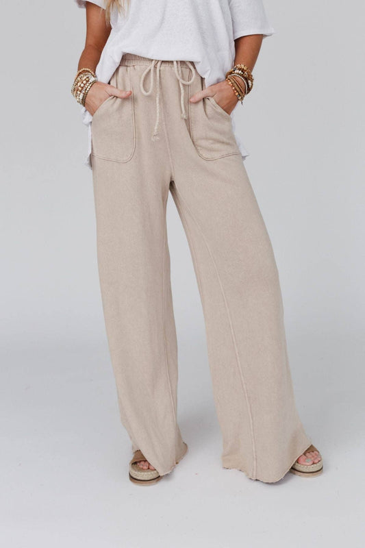 New Taupe Wide Leg Pant Relaxing Robin