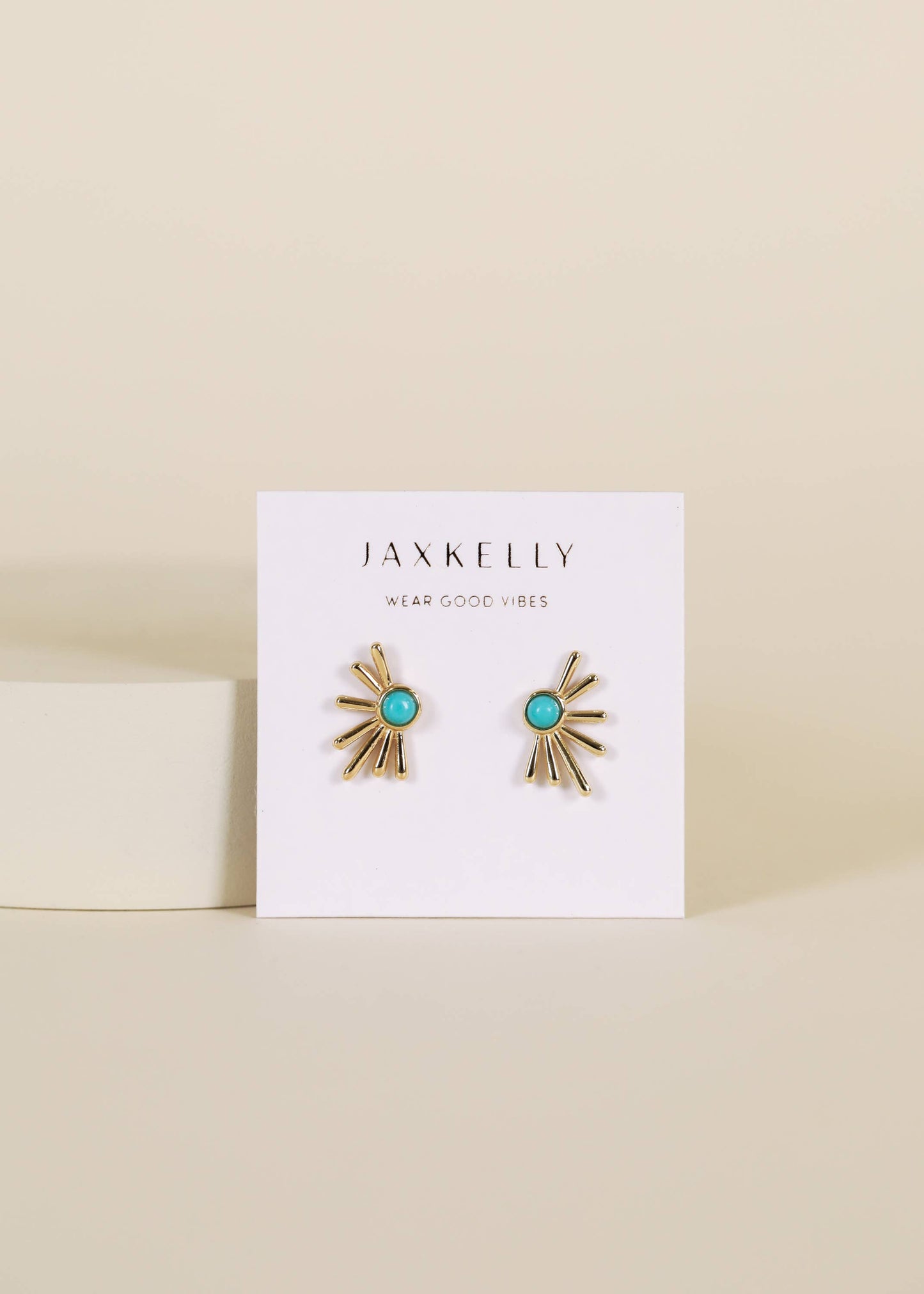 Sun Ray - Turquoise - Gold Earrings