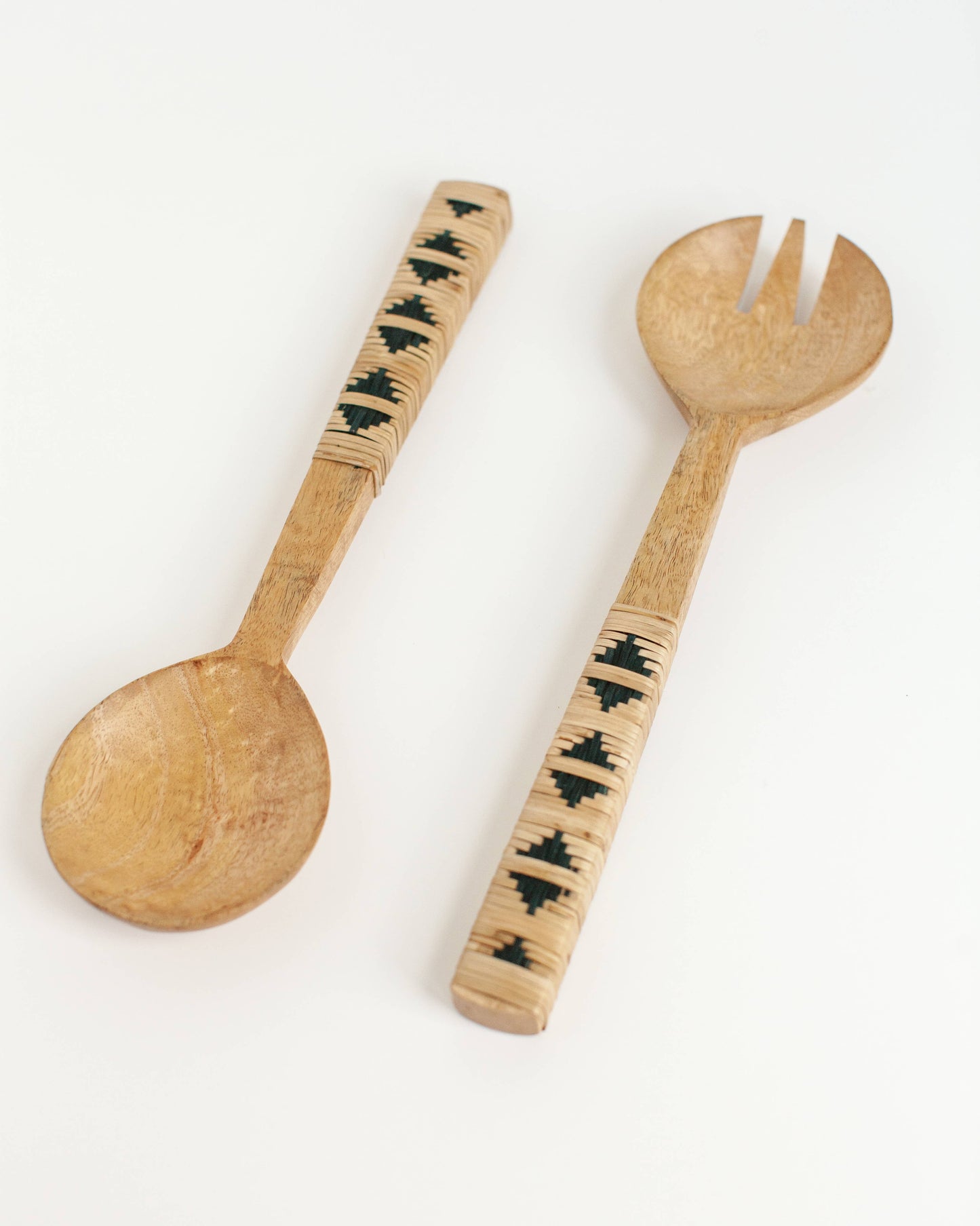 Geo Woven Mango Wood Salad Servers