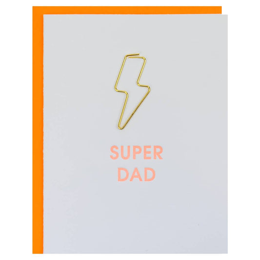 Super Dad - Lightning Bolt Letterpress Paper Clip Greeting Card  - Father's Day