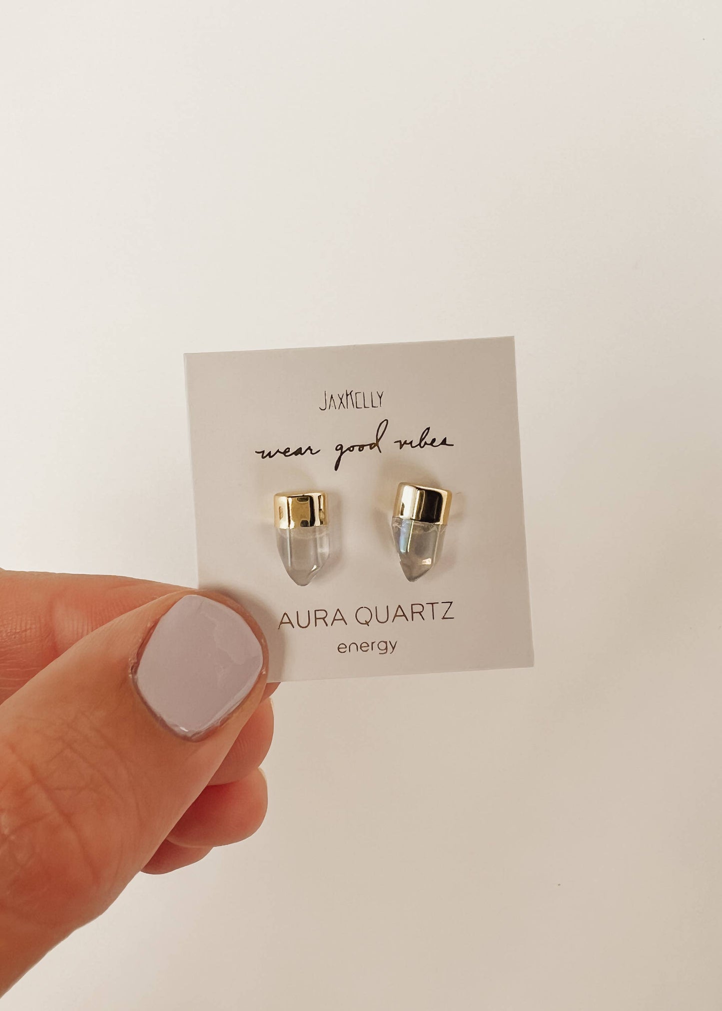 Gold Dip Point - Aura Quartz - Gold Earrings