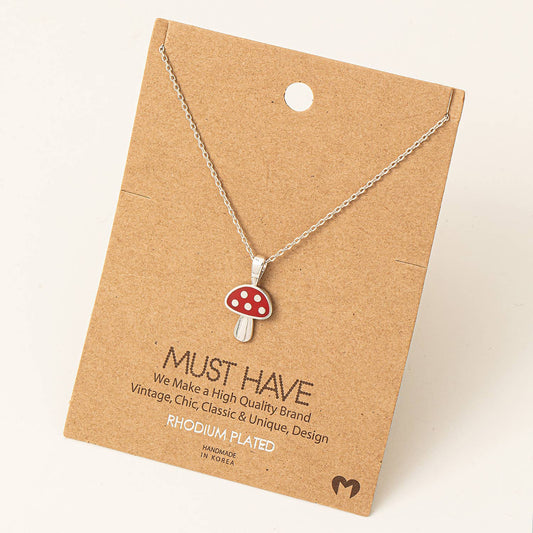 Mini Red Mushroom Pendant Dainty Necklace