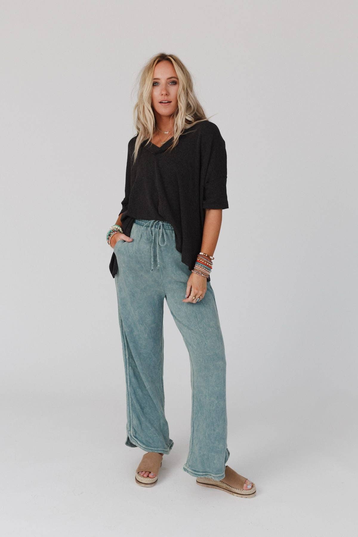 So Comfy Wide Leg Full Pant - New Teal