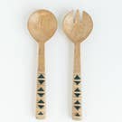 Geo Woven Mango Wood Salad Servers