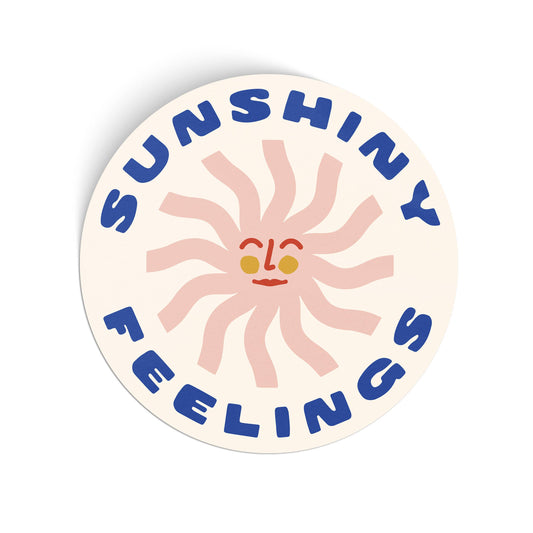 Sunshiny Feelings Circle Vinyl Sticker - pink