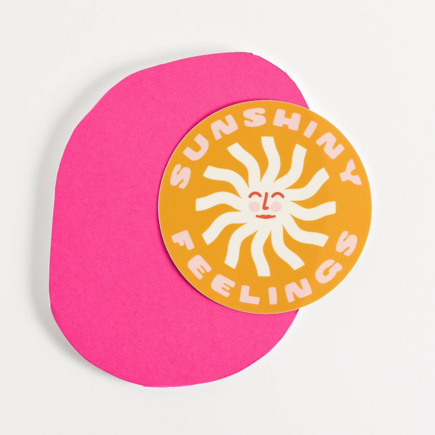 Sunshiny Feelings Circle Vinyl Sticker - yellow