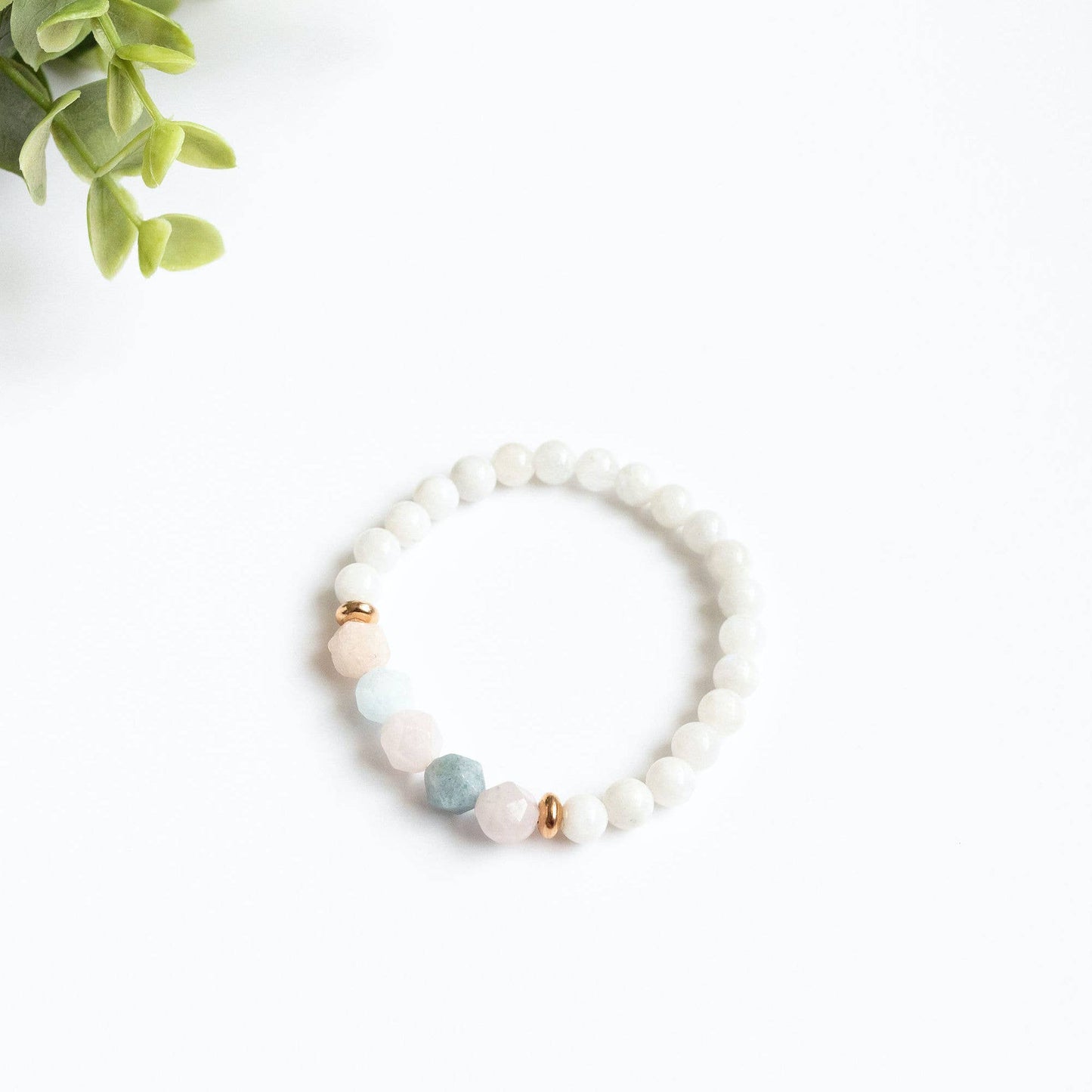 Moonstone and Beryl Skinny Stacker Bracelet