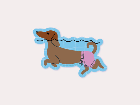 Swimming Dachshund Vinyl Sticker