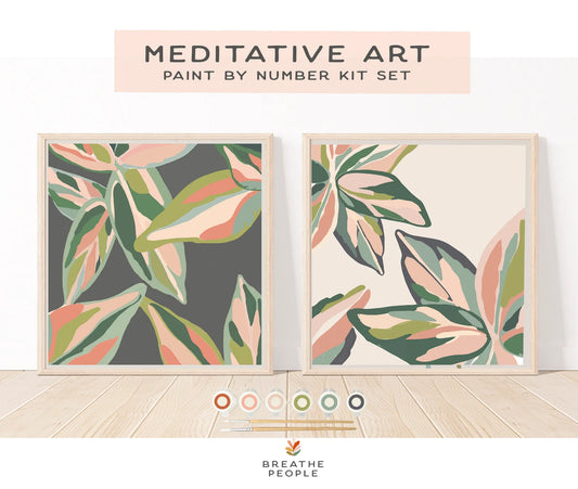 Meditative Art Paint by Number Kit- Tropical Leaves