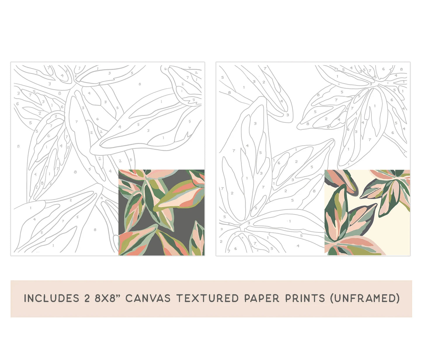 Meditative Art Paint by Number Kit- Tropical Leaves