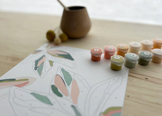 Meditative Art Paint by Number Kit- Tropical Leaves