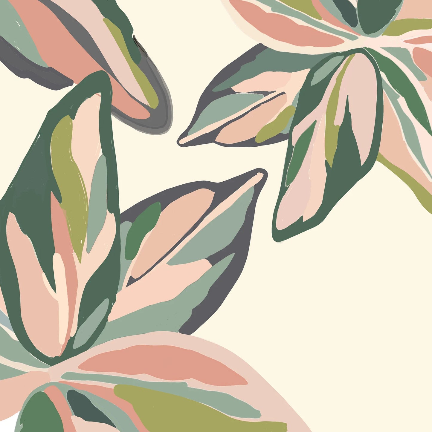 Meditative Art Paint by Number Kit- Tropical Leaves