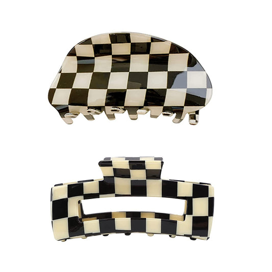 Checkered Minimalist Large Hair Clip